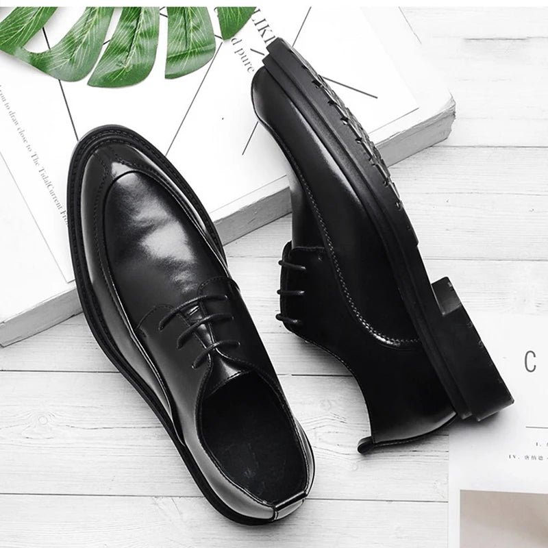 Men Wedding shoes lace up Leather Business Men's Dress shoes Casual Youth British Style Spring autumn men black Shoes