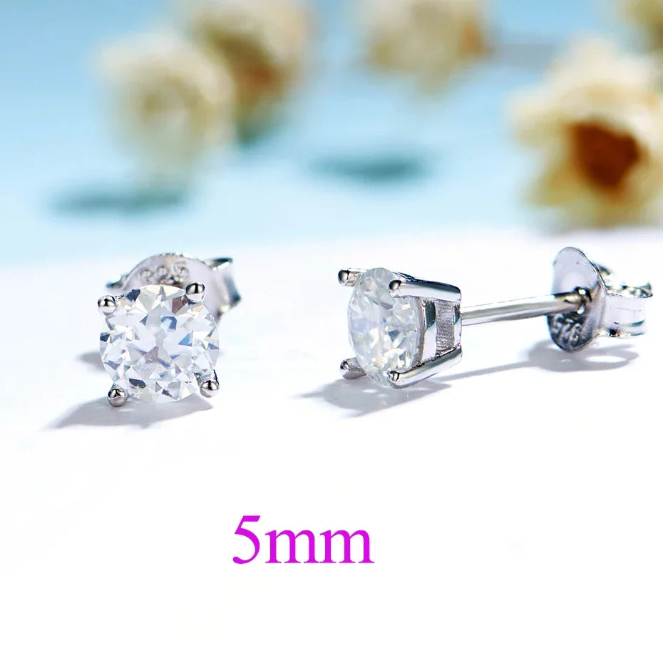 Kuololit GRA14K 10K OEC Moissanite White Gold Stud Earrings for Women Solid Yellow Gold Rose Gold D Color Solitaire Fine Jewelry
