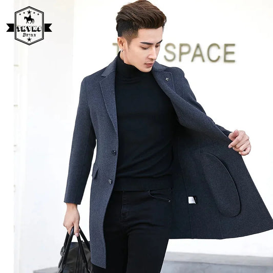 2024 Autumn and Winter New Double-sided Woolen Wool Coat Men's Self-cultivation Cashmere Trend Overcoat Men