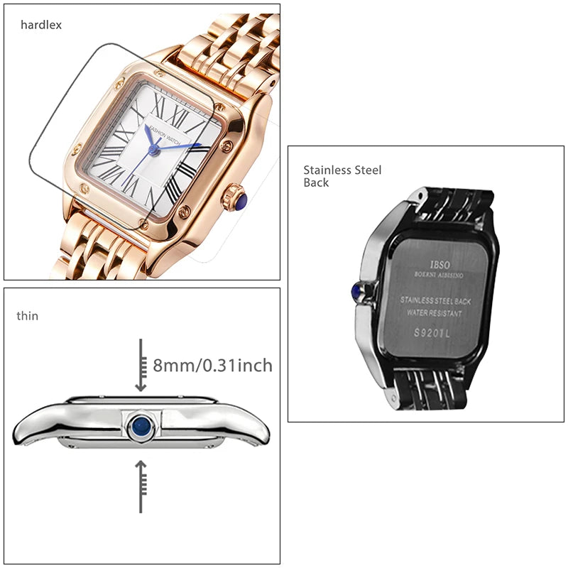 Fashion Steel Square Watch Women Waterproof Luxury Exquisite Quartz Retro Wristwatch Ladies Casual Brand Girl Hand Wrist Clock