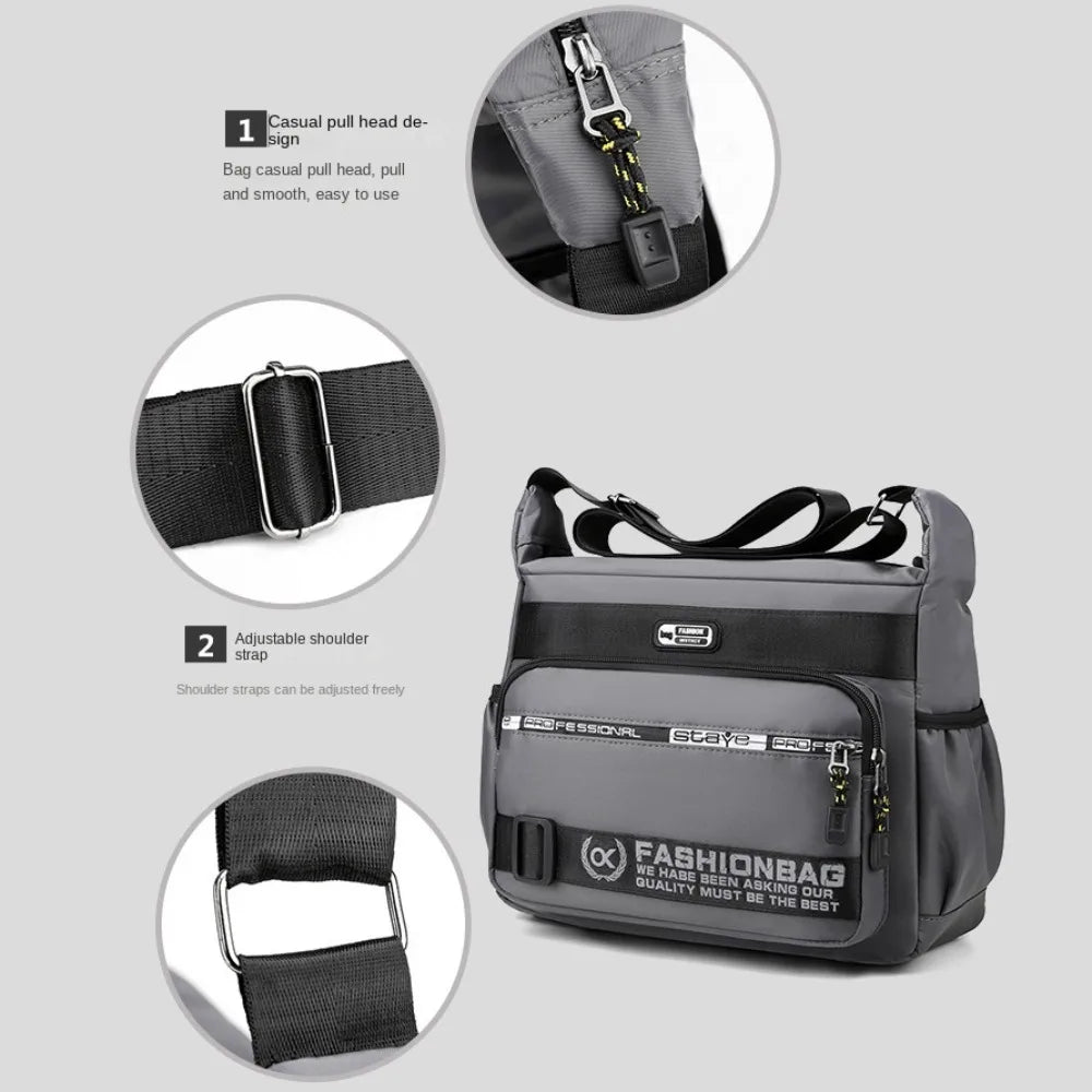 Oxford Cloth Messenger Bag Luxury Square Shape Zipper Storage Pocket Large Capacity Multi-layer Travel Crossbody Bags Unisex