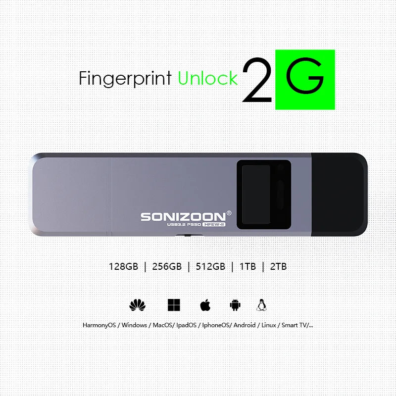 New 2.0 Fingerprint Encryption Solid State USB Flash Drive1TB/512GB/256GB Protection Data Privacy  Usb флешка  Pendrive