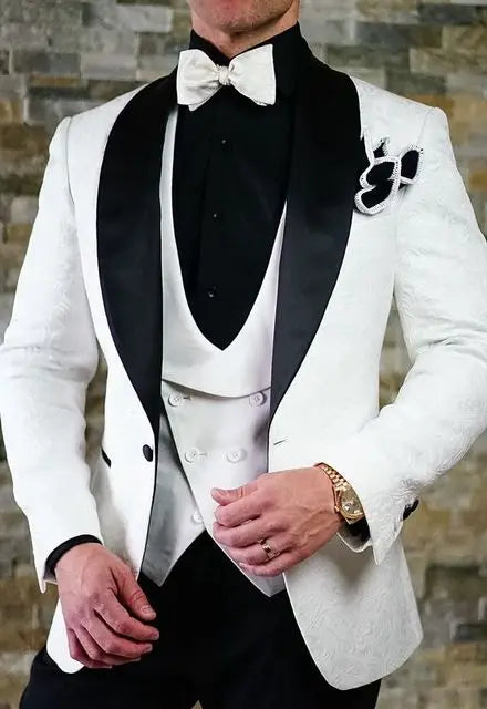 Men's Wedding Suit 2023 Italian Design Custom Black Smoking Tuxedo Jacket 3-piece Set (coat Vest Pants) Men's Groom Terno Suit