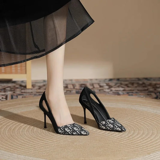 Embroidered Sandals Fashion Pointed Heeled 2024 New Luxury Heeled High Heeled Women's Shoes