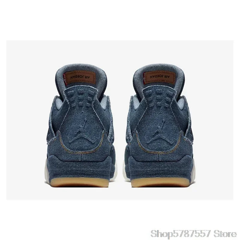 Nike Air Jordan 4 Denim AJ4 Breathable Men's New Arrival Authentic Basketball Shoes Sports Sneakers