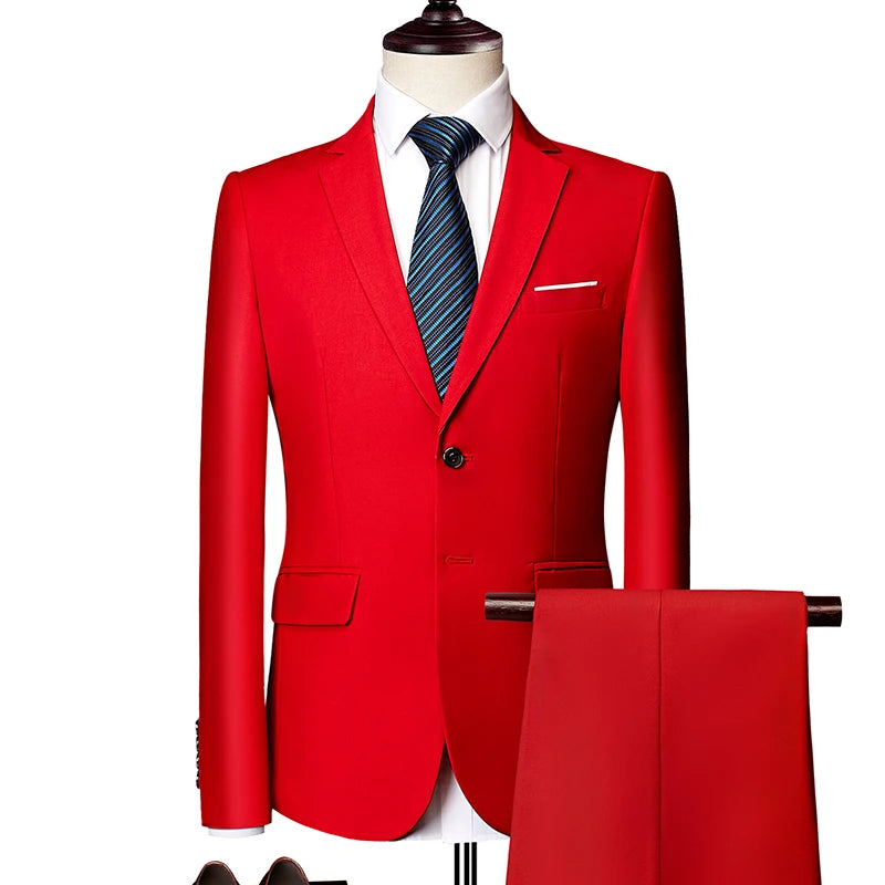 (Jacket+Pants) Latest Men Suit Set Formal Blazers Slim Fit Business Tuxedo 2 Pcs Suit Groom's Wedding Dress Man Suit S-6XL