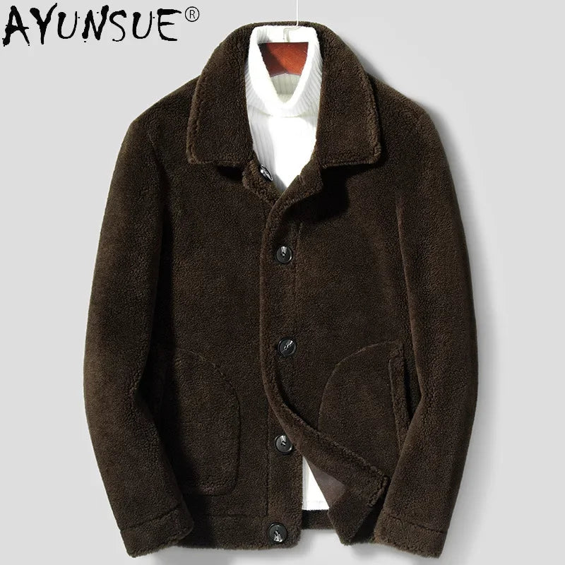 AYUNSUE 2021 Winter Jacket Men 100% Wool Fur Coat Male Autumn Coats Mens Clothes Double-side Wear Jackets Ropa Hombre LXR862