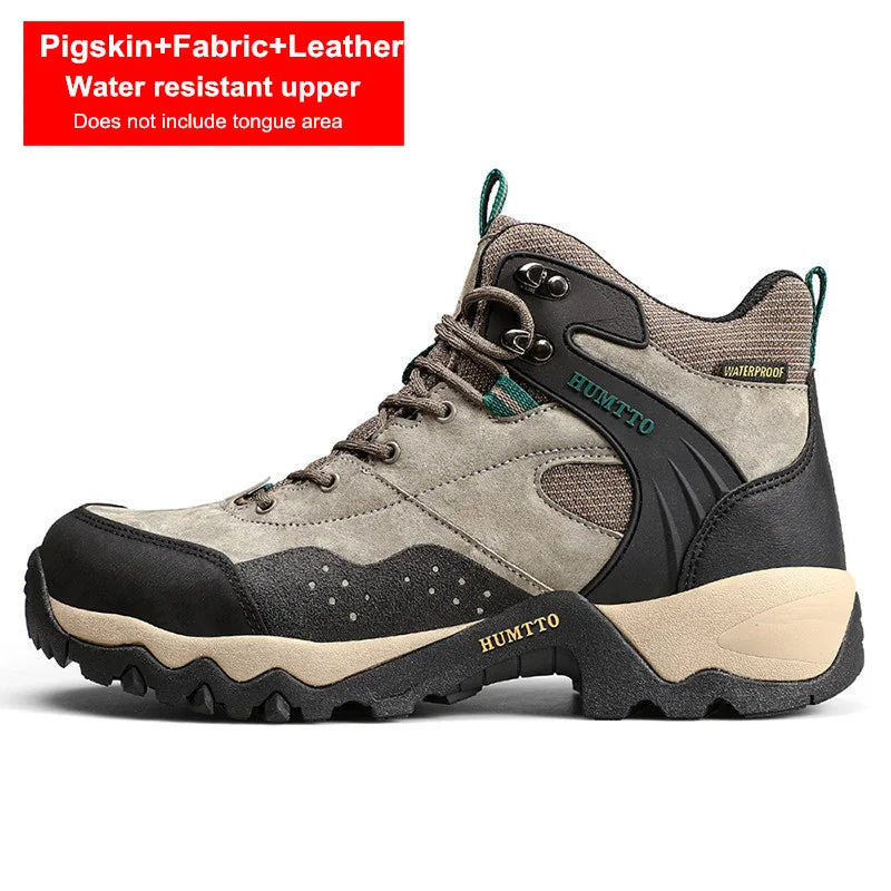 HUMTTO Waterproof Ankle Boots Leather Winter Shoes for Men Platform Rubber Hiking Mens Boots Work Safety Tactical Sneakers Man