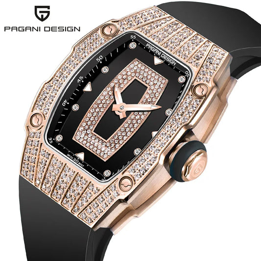 PAGANI DESIGN Luxury Women Fashion Tonneau Quartz Watch Swiss Ronda Movt Diamond Studded Ladies Elegant Wristwatch Montre Femme