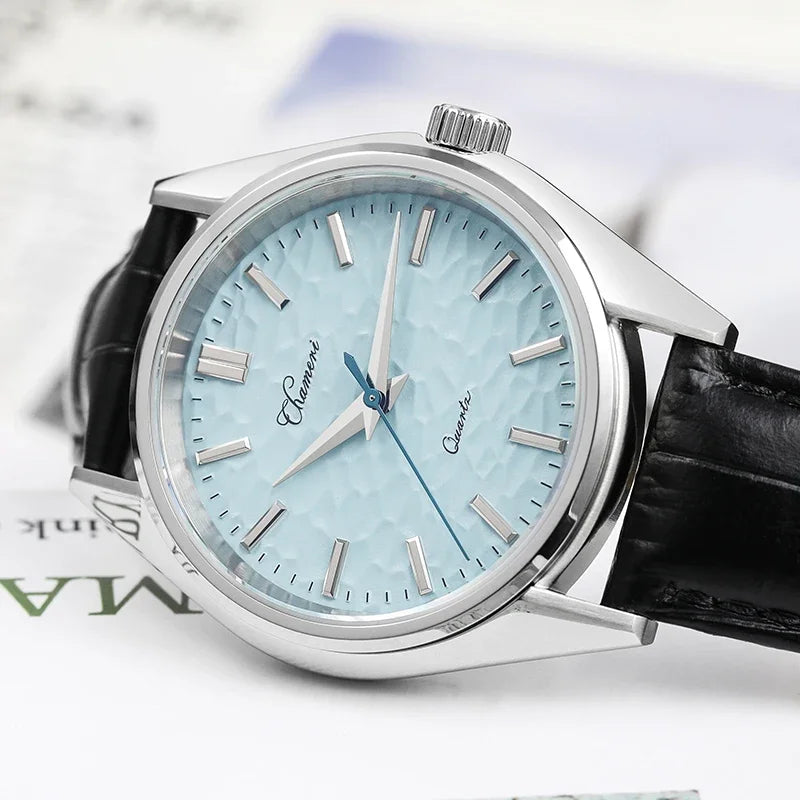 Chameri 40mm Quartz Watch VH31 Movement Sapphire Crystal Anti-reflective Stainless Steel Fashion Casual Classic Men Wristwatch