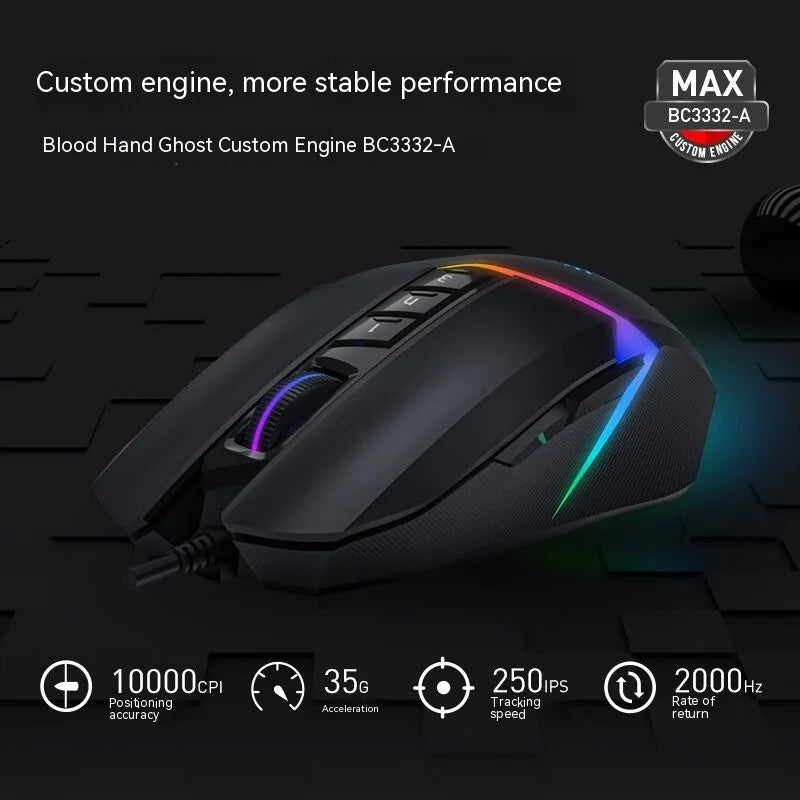 Shuangfeiyan V8max Bloody Professional Wired Game Mouse 8200 Dpi Computer Laptop Programmable Electronic Esports Game Mouse Gift