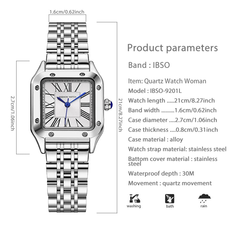 Fashion Steel Square Watch Women Waterproof Luxury Exquisite Quartz Retro Wristwatch Ladies Casual Brand Girl Hand Wrist Clock