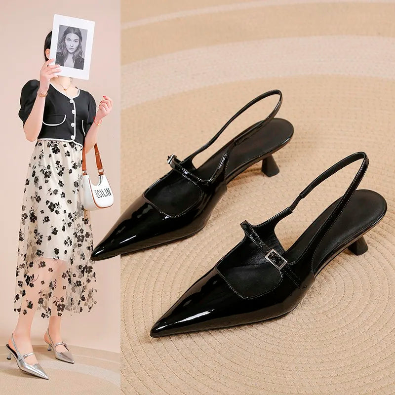 2024 Summer High Heel Sandals Buckle Punk Style Stiletto Pointed Toe Sexy Fashion Women's Shoes Luxury Sandals Women Designers