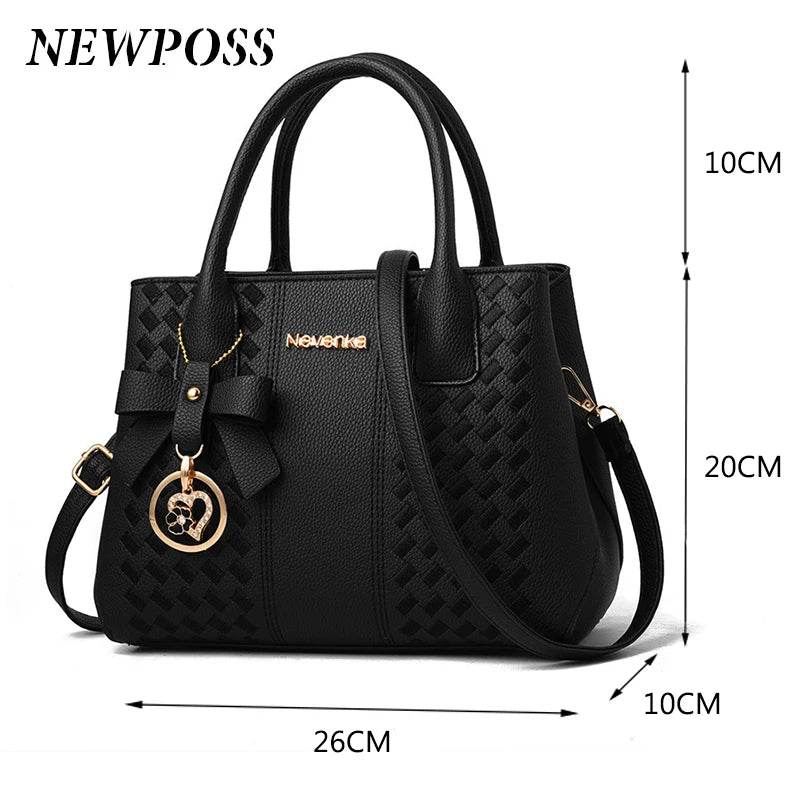 Fashion Women Handbags Tassel PU Leather Totes Bag Top-handle Embroidery Crossbody Bag Shoulder Bag Lady Simple Style Hand Bags