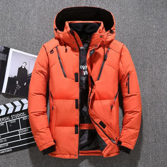 Men Duck Down Jacket Winter Warm Hooded Thick Puffer Jacket Coat Casual High Quality Overcoat Outdoor Streetwear Male Parka