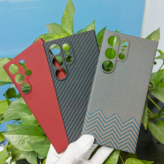 Colorful Kevlar Pure Carbon Fiber Phone Case  For Samsung Galaxy S24 S23 Ultra Commercial Aramid Fiber S22Ultra Shockproof Cover