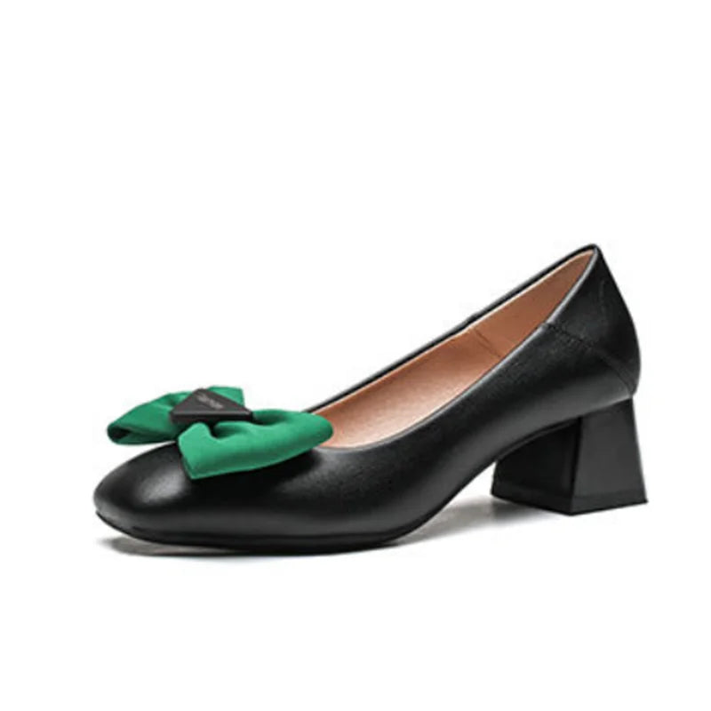 Cresfimix Zapatos De Mujer Women Fashion Black Slip on Square Heel Pumps Lady Cool Brown Comfort Summer Office Heel Shoes B6308