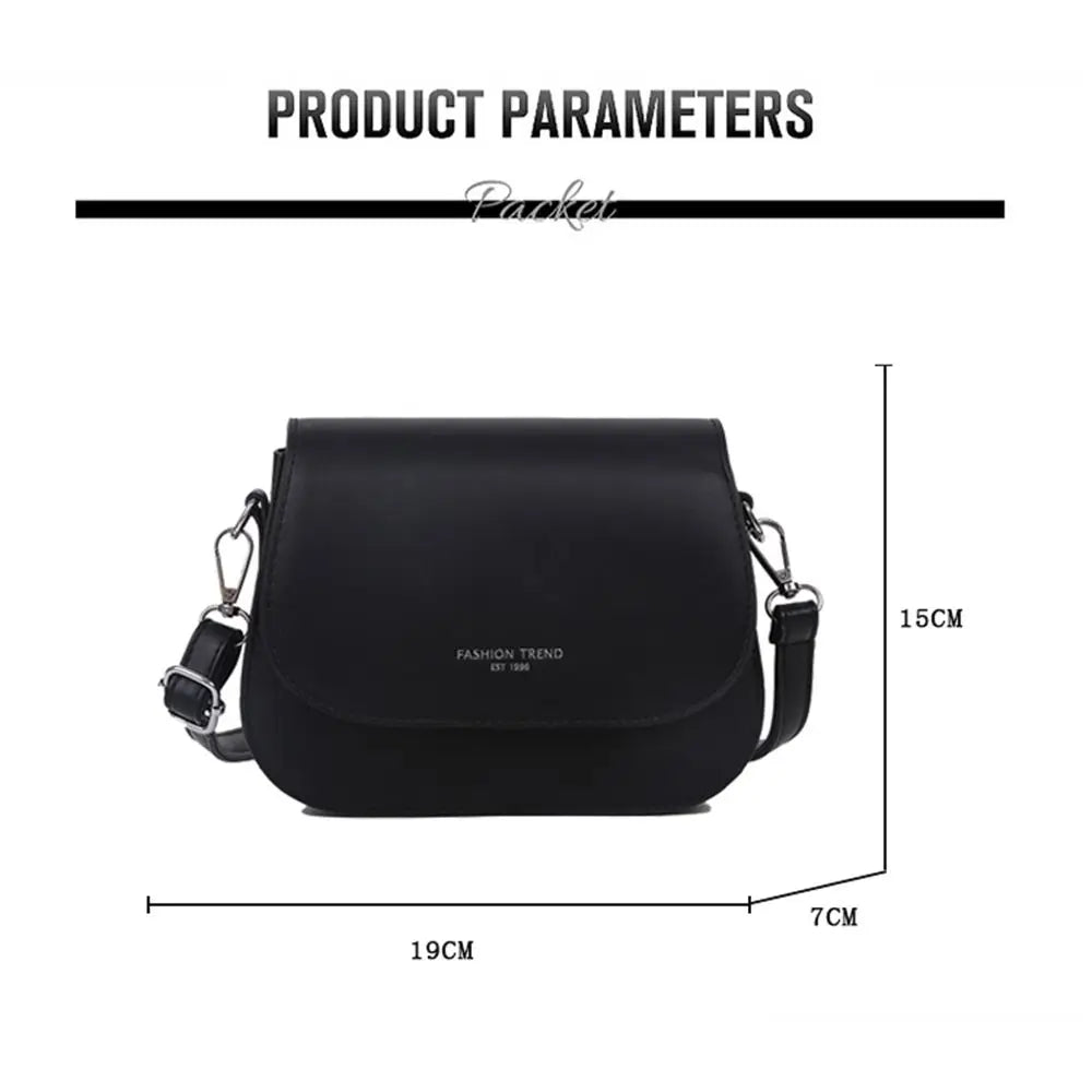 Trendy Saddle Shoulder Bag Women PU Leather Crossbody Bag Simple Solid Color Flap Messenger Bag Fashion Handbags Pouch