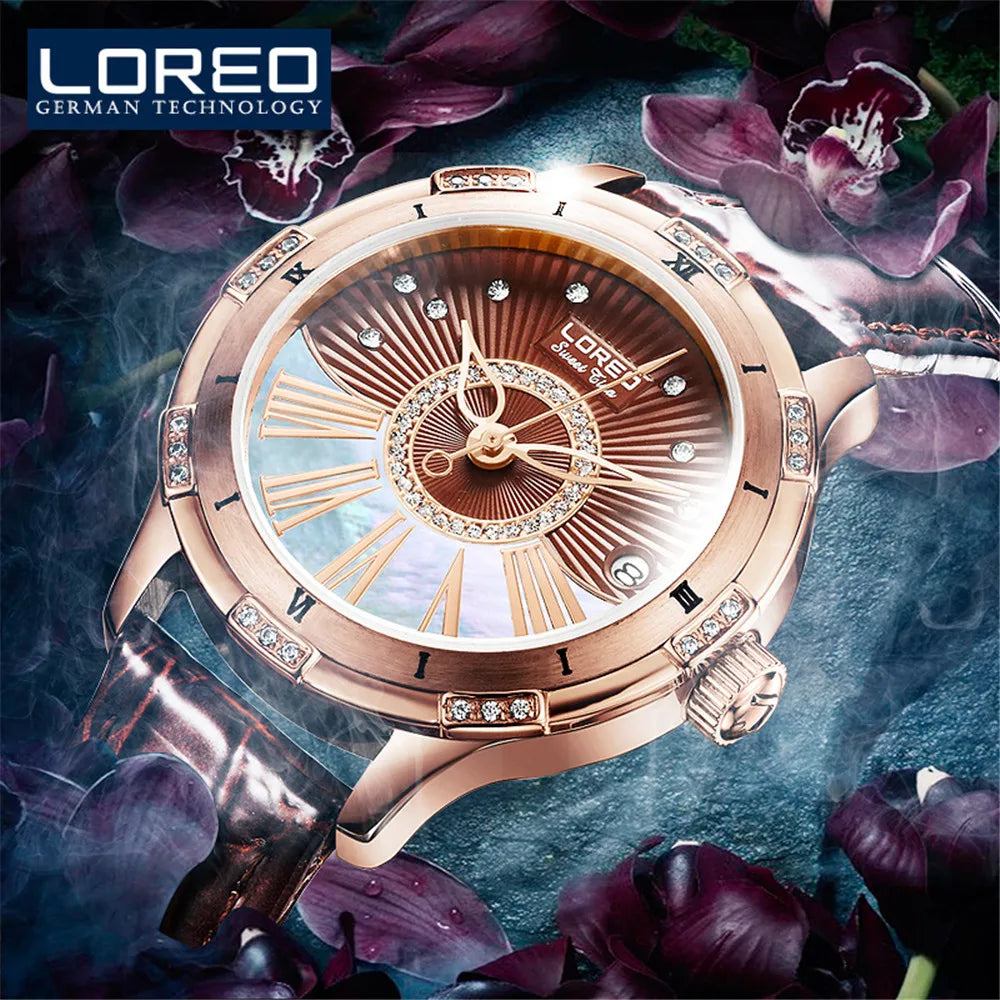 LOREO Luxury Women Watch Brand Sapphire Crystal Fashion Watches Ladies Women Automatic Mechanical Watches Relogio Feminino