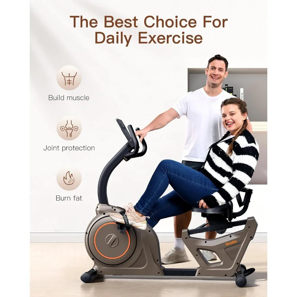 Exercise Bike, Home Waist Bike, Magnetic Waist Bike with Smart APP, LCD Display, Heart Rate Grip, Exercise Bike