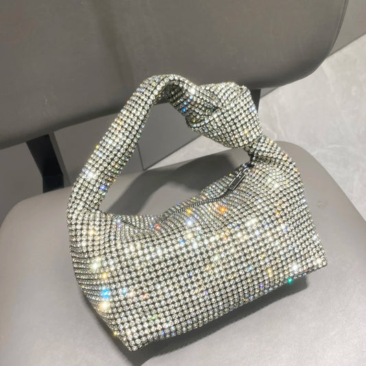 Handle Rhinestones Evening bag silver Crystal Top Handle Bags for Women Purses and Handbags Luxury Designer banquet bag