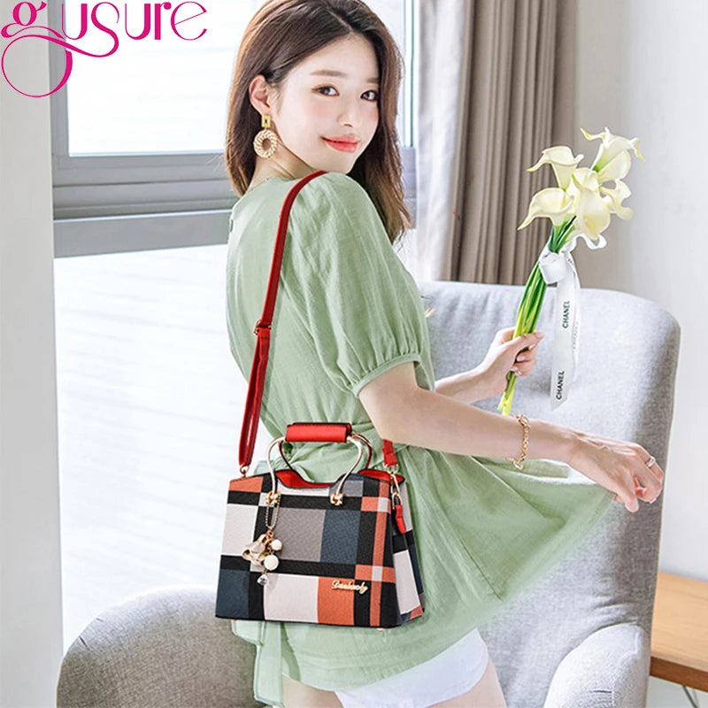 Gusure Fashion Women's Handbags Plaid Designer Shoulder Crossbody Bags for Lady Retro Travel Shopper Totes Luxury Purse bolsa