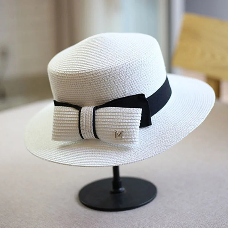 Summer Sun Visors Hat For women Bowknot Straw Cap Lady Travel Flat Sun Hat Fashion Fisherman Basin Cap sun protection beach hats