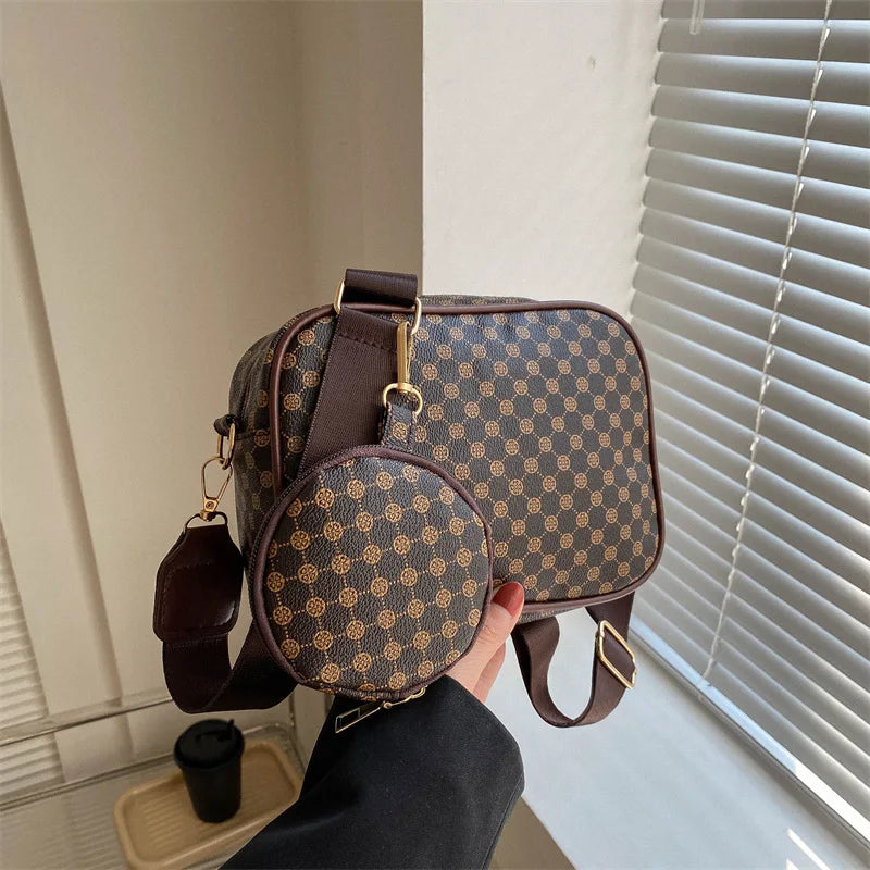 Vintage Pattern Crossbody Bags for Women Shoulder Shell Bag Trend Small Purse and Handbag Luxury Designer Female Square Bag