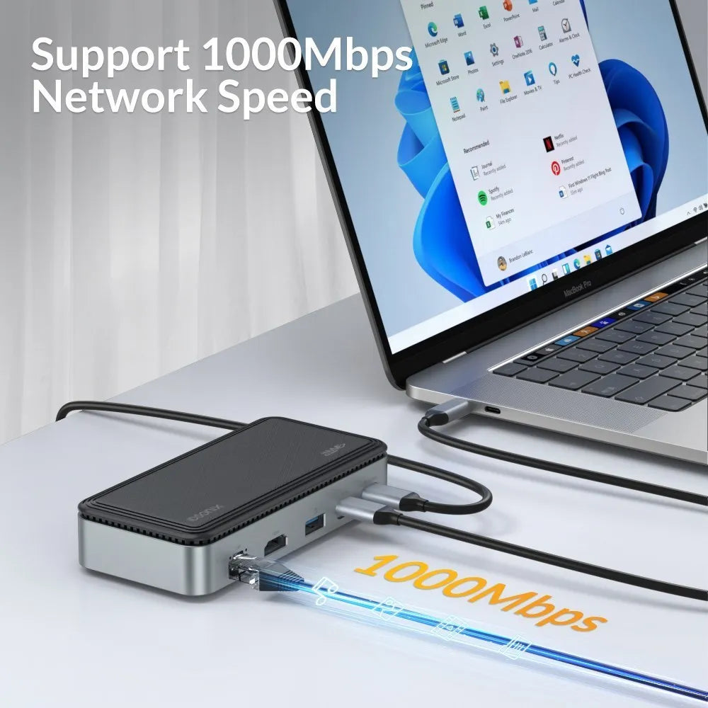 IDSONIX USB C HUB with M.2 NVMe SSD Enclosure USB C Docking Station 10Gbps Speed with HDMI 4K 1000M Ethernet PD 100W for Laptop