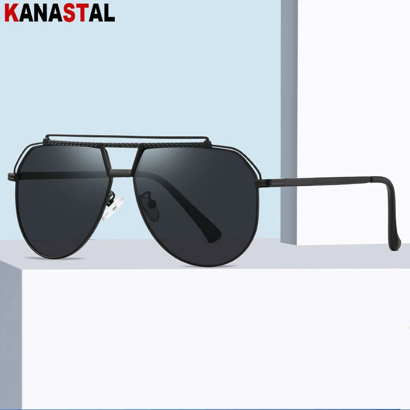 New UV400 Sun Glasses Men Metal  Polarized Sunglasses Women Eyeglasses Frame Driving Beach Sport Travel Anti Glare Shade Eyewear