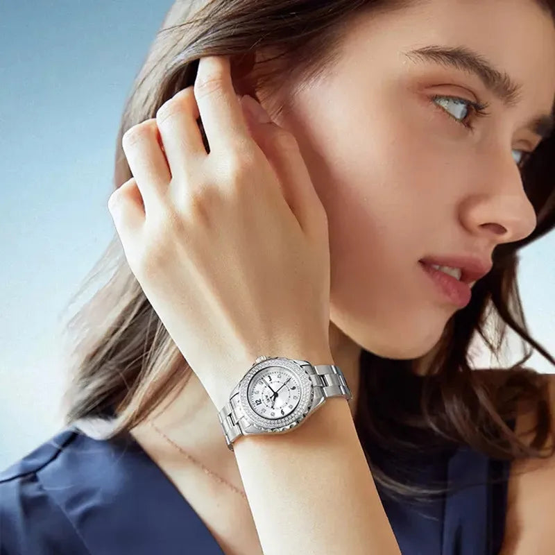 CARNIVAL Brand Fashion Watch for Women Ladies Luxury Diamond Girl Gift Quartz Wristwatch Waterproof Luminous Clock Reloj Mujer
