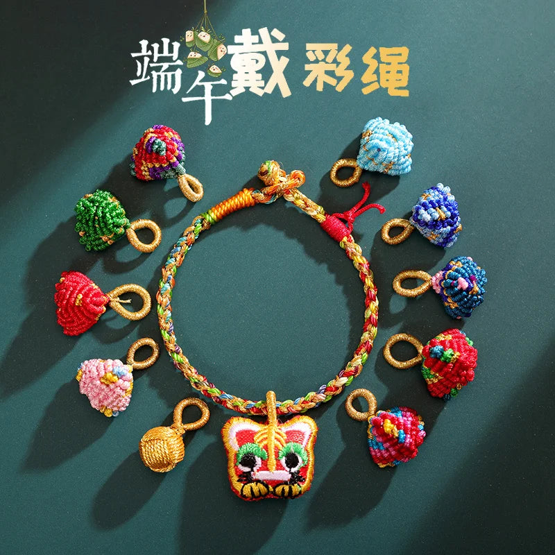 Dragon Boat Festival Colorful Hand Rope Bracelet Children's Baby's Small Zongzi Handmade Woven Chinese Zodiac Sachet HandSgring