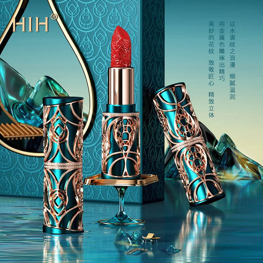 Phoenix Feather Yue Makeup Carved Lipstick Silky Color Vintage Flower Makeup Red National Style Texture